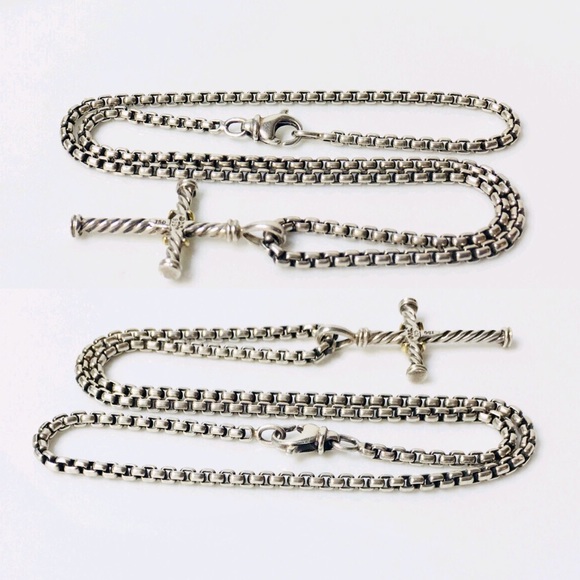 David Yurman Sterling & 18k X Cable Cross Pendant - Picture 5 of 8